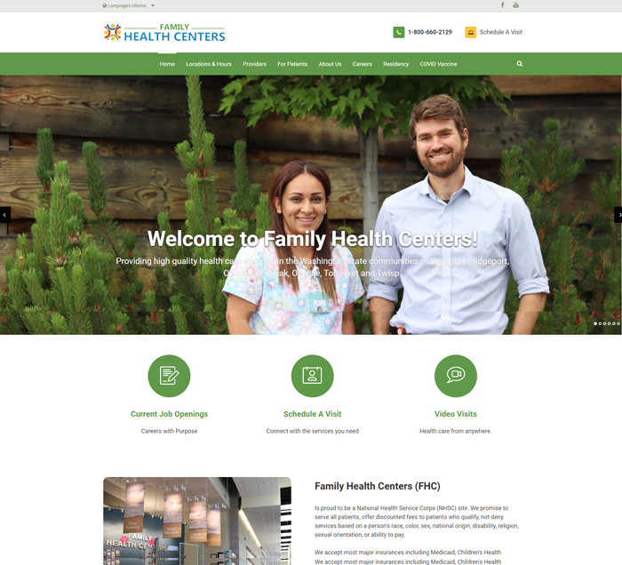 Family health website made with Weebly